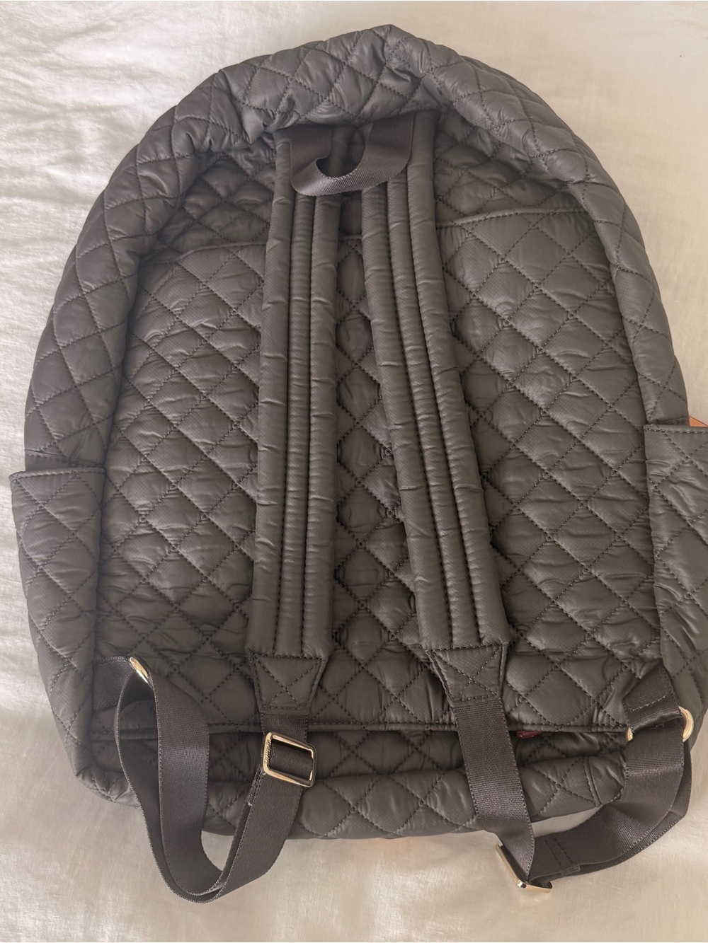 MZ Wallace Magnet City Metro Backpack Quilted Charcoal Backpack with Tan Accents - Picture 4 of 4